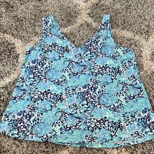 Lilly Pulitzer Blue and Navy Patterned Gigi Tank Top